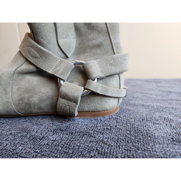 Isabel Marant Suede Etoile Moto Boots Size 38 / US 7.5 Olive Green - Picture 15 of 16